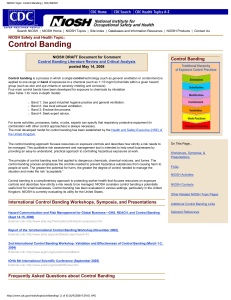 NIOSH Topic  Control Banding   CDC NIOSH
