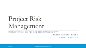 Project Risk Management Unit 1 Slides