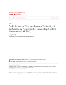 An Evaluation of Alternate Forms of Reliability of the Situationa