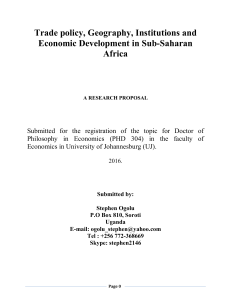 Trade Policy, Geography, Institutions and Economic Development in Sub-Saharan Africa