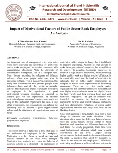 Impact of Motivational Factors of Public Sector Bank Employees An Analysis