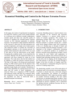 Dynamical Modelling and Control in the Polymer Extrusion Process