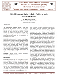 Digital Divide and Digital Inclusive Policies in India A Sociological Study