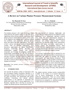 A Review on Various Plantar Pressure Measurement Systems