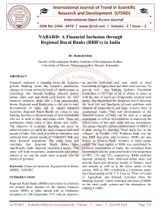 NABARD A Financial Inclusion through Regional Rural Banks RRB's in India