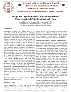 Design and Implementation of a Web Based Prisons Management and Police Investigation System