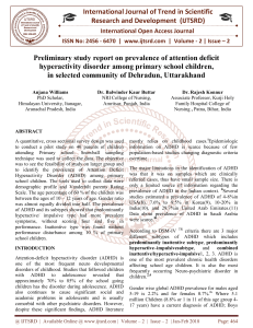 Preliminary study report on prevalence of attention deficit hyperactivity disorder among primary school children, in selected community of Dehradun, Uttarakhand