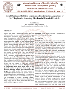 Social Media and Political Communication in India An analysis of 2017 Legislative Assembly Elections in Himachal Pradesh