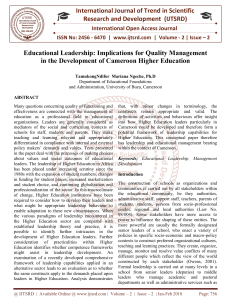 Educational Leadership Implications for Quality Management in the Development of Cameroon Higher Education