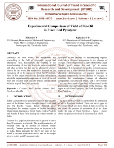 Experimental Comparison of Yield of Bio Oil in Fixed Bed Pyrolyzer
