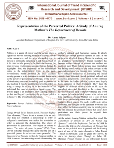 Representation of the Perverted Politics A Study of Anurag Mathur's The Department of Denials