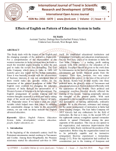 Effects of English on Pattern of Education System in India
