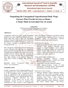 Organising the Unorganised Unprofessional Daily Wage Earners Who Provide Services at Home A Study Made in Guwahati City of Assam