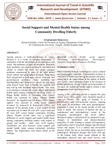 Social Support and Mental Health Status among Community Dwelling Elderly