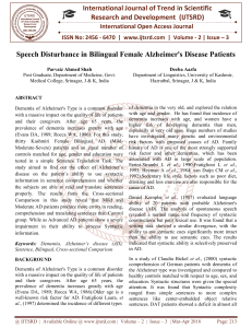 Speech Disturbance in Bilingual Female Alzheimers Disease Patients