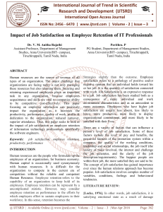 Impact of Job Satisfaction on Employee Retention of IT Professionals