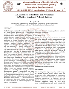 An Assessment of Problems and Preferences in Medical Imaging of Pediatric Patients
