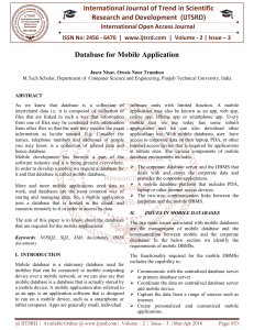 Database for Mobile Application