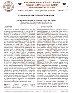Extraction of Struvite from Wastewater