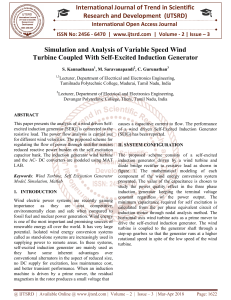 Simulation and Analysis of Variable Speed Wind Turbine Coupled With Self Excited Induction Generator