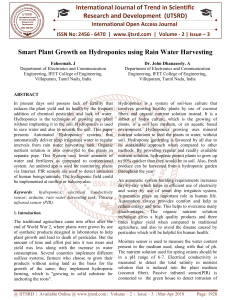 Smart Plant Growth on Hydroponics using Rain Water Harvesting