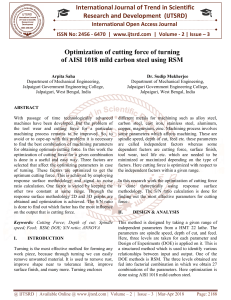 Optimization of cutting force of turning of AISI 1018 mild carbon steel using RSM