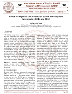 Power Management in Grid Isolated Hybrid Power System Incorporating RERs and BESS