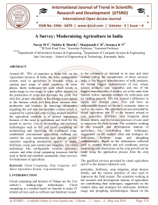 A Survey Modernizing Agriculture in India
