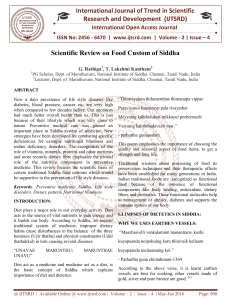 Scientific Review on Food Custom of Siddha