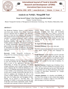 Analysis on NoSQL MongoDB Tool