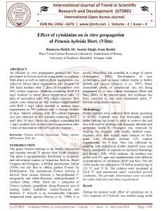 Effect of cytokinins on in vitro propagation of Petunia hybrida Hort. Vilm