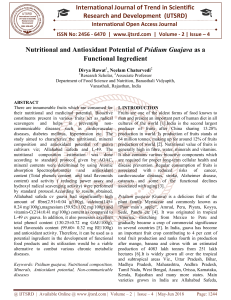Nutritional and Antioxidant Potential of Psidium Guajava as a Functional Ingredient