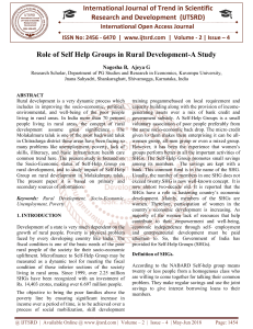Role of Self Help Groups in Rural Development A Study