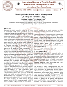 Municipal Solid Waste and its Management A Study on Varanasi City