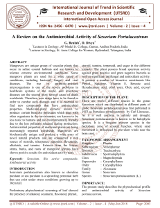 A Review on the Antimicrobial Activity of Sesuvium Portulacastrum