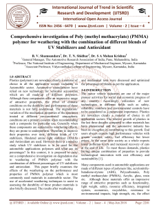 Comprehensive investigation of Poly methyl methacrylate PMMA polymer for weathering with the combination of different blends of UV Stabilizers and Antioxidant