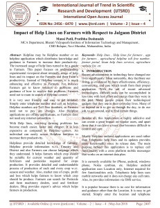 Impact of Help Lines on Farmers with Respect to Jalgaon District