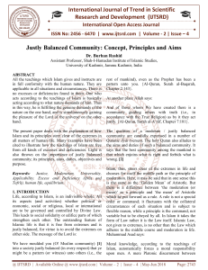 Justly Balanced Community Concept, Principles and Aims