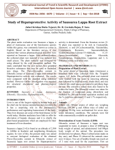 Study of Hepatoprotective Activity of Saussurea Lappa Root Extract