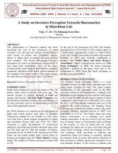 A Study on Investors Perception Towards Sharemarket in Sharekhan Ltd.