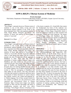SOWA RIGPA Tibetan System of Medicine