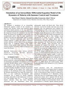 Simulation of an Intracellular Differential Equation Model of the Dynamics of Malaria with Immune Control and Treatment