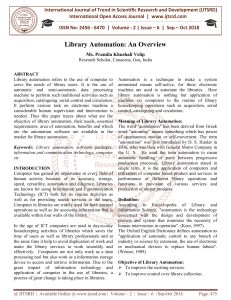 Library Automation An Overview