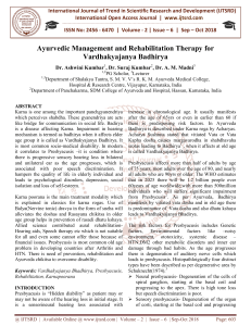 Ayurvedic Management and Rehabilitation Therapy for Vardhakyajanya Badhirya