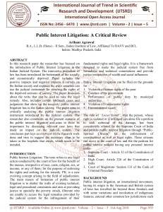 Public Interest Litigation A Critical Review