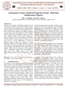 Assessment of some Chemical Properties of Isan Ekiti Soil, Southwestern Nigeria