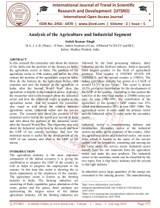 Analysis of the Agriculture and Industrial Segment