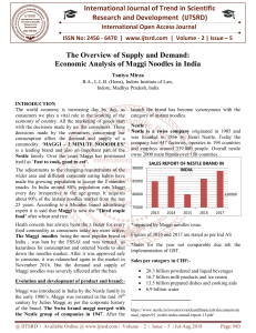 The Overview of Supply and Demand Economic Analysis of Maggi Noodles in India