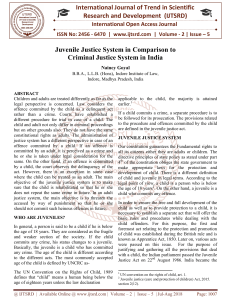 Juvenile Justice System in Comparison to Criminal Justice System in India