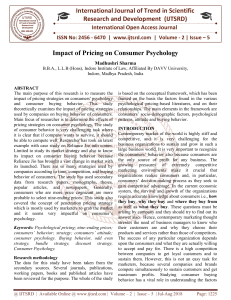 Impact of Pricing on Consumer Psychology